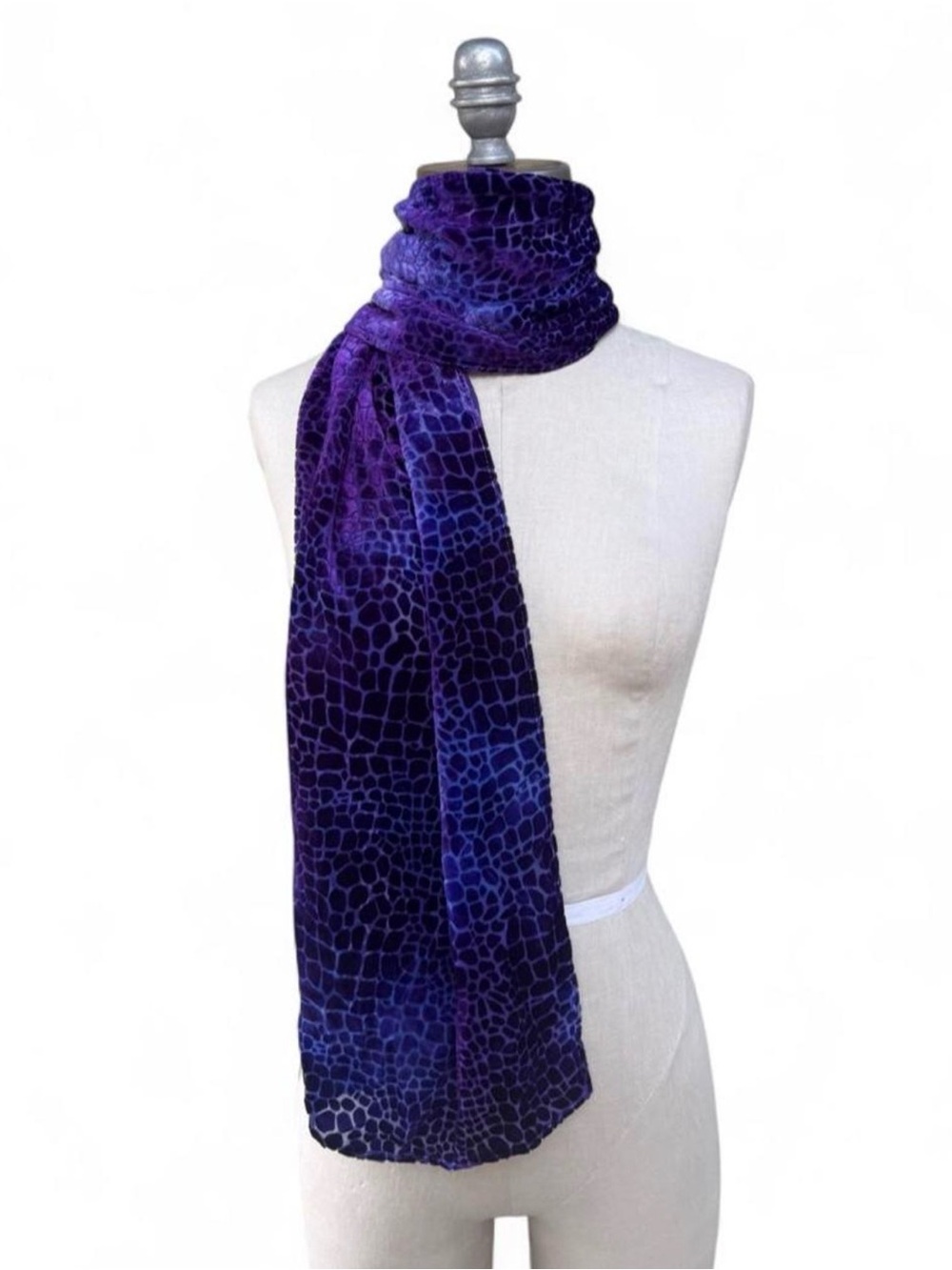 Purple burnout velvet leopard print scarf Whimsigoth dragon maximalism rectangle